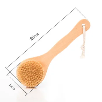 Natural Bristle Brush Anti-slip Handle Wooden Body Back Maasage Health Care Bath back Brush for Bath Body Foot Brush 5