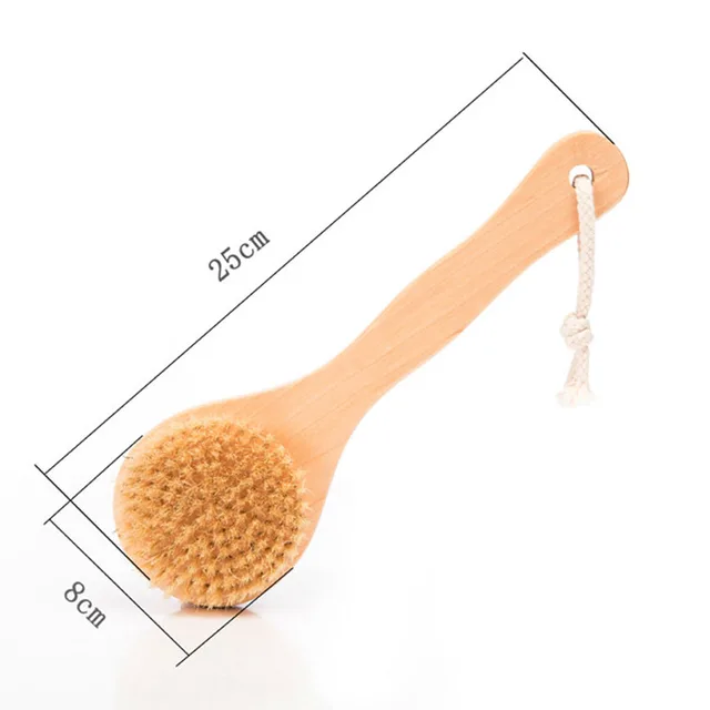 Natural Bristle Brush Anti-slip Handle Wooden Body Back Maasage Health Care Bath back Brush for Bath Body Foot Brush 5