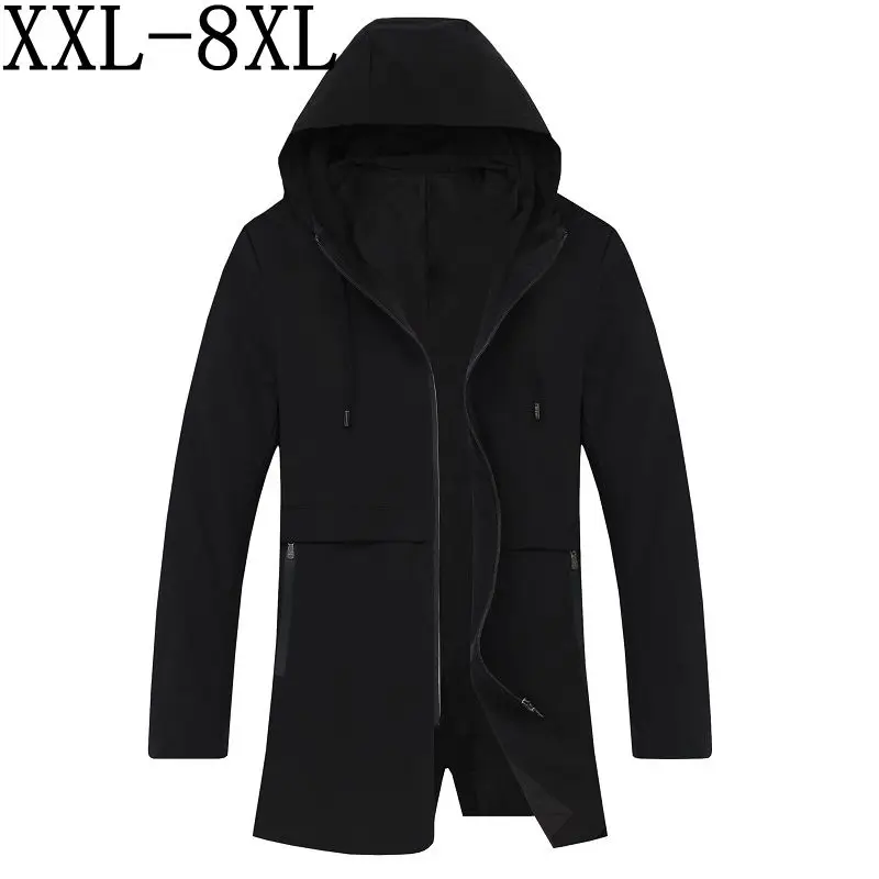 

Size 8XL 7XL 6XL New Brand Hoodies Trench Coat Men Windbreaker Mens Clothing Long Coat Black Trench Jacket Male Overcoat
