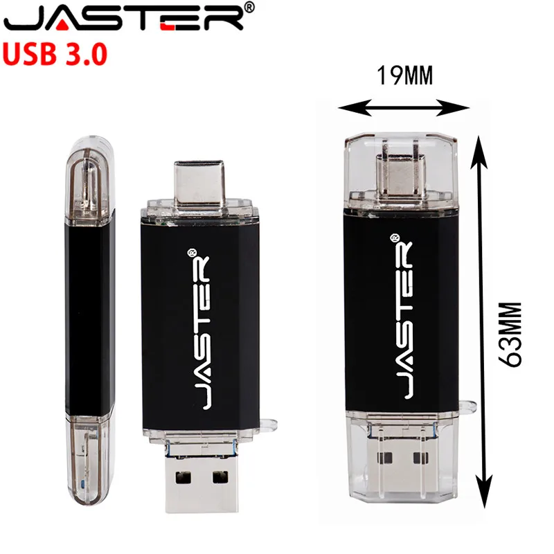 JASTER New 3 IN 1 OTG(Android&USB& Type_C) USB 3.0 flash drive Metal Custom Pen Drive 64GB 32GB 16GB 8GB 4GB Wedding Gifts