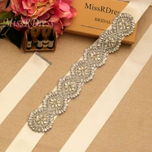 MissRDress стразы свадебный пояс ручной работы жемчуг пояс невесты Серебряная лента Свадебная со стразами пояс для свадебного выпускного вечера платья JK878