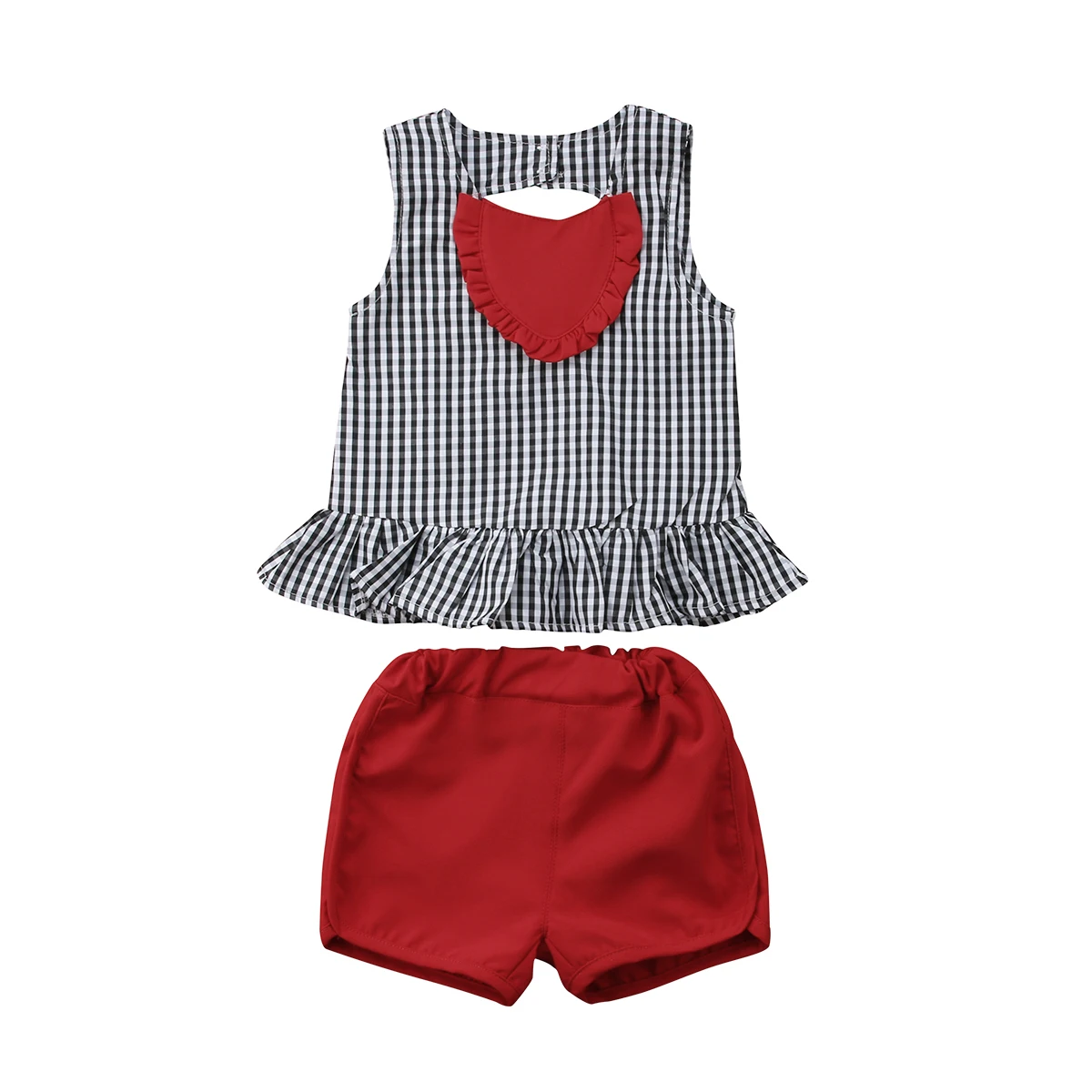 2PCS Toddler Baby Girls Plaid hollow out Tutu Shirt Tops+Shorts Pants Outfits Clothes Set | Детская одежда и обувь