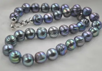 

Free shipping 12.5-13mm black cultured pearl necklace
