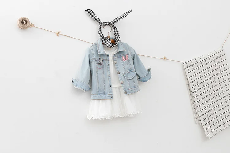 baby girls denim jackets coats spring autumn kids jeans coat children outerwear infant girl cartoon rabbit outerwear coats (8)