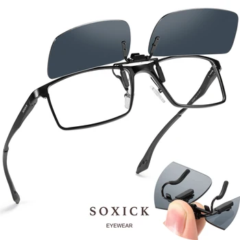 

Soxick Brand Clip On Polarized Sunglasses Men Women Fashion Flip Up Outdoor Sports Sun Glasses Safety Driver Glasses Eyewear