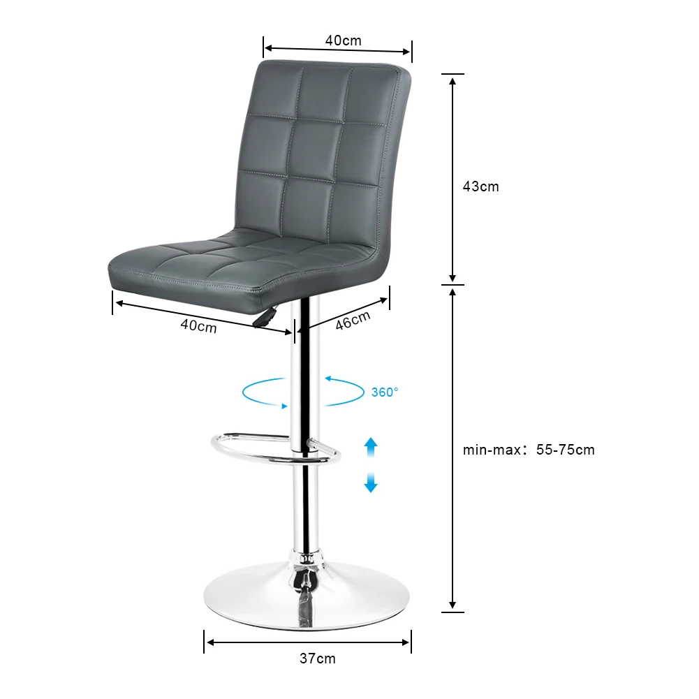 JEOBEST 2 шт./компл. 9 сетки черный/серый/поворотный, из искусственной кожи барные стулья с регулировкой по высоте, счетчик паб стул HWC
