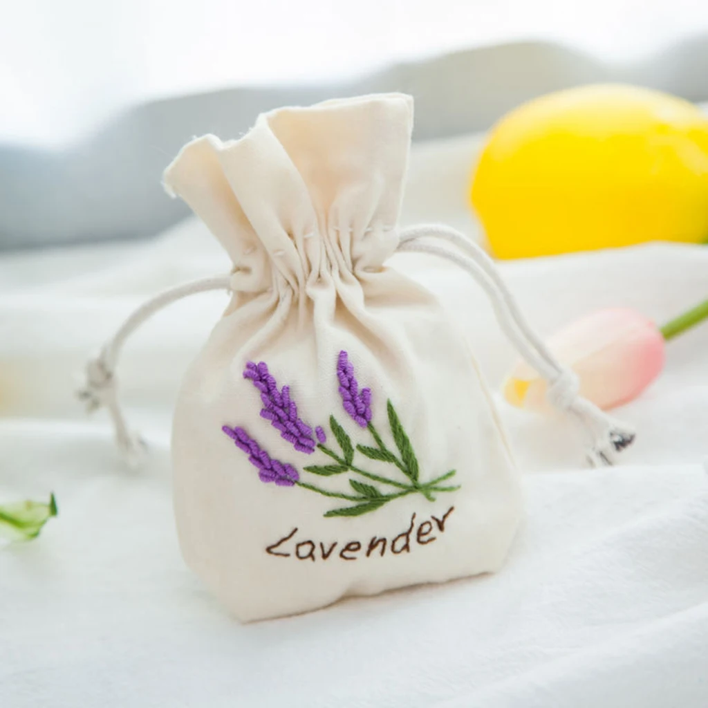 DIY Embroidery Cross Stitch Kit Pouch Canvas Drawstring Bag Handmade Needlework