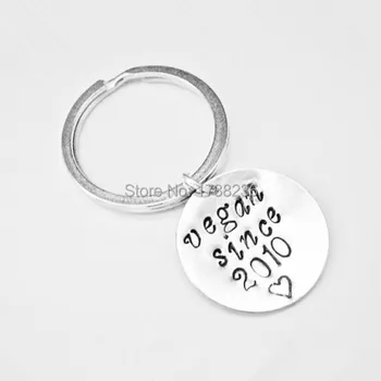 

Vegan Since 2010 Vegetarian Keyring Simple Motivation Inspirational Jewelry