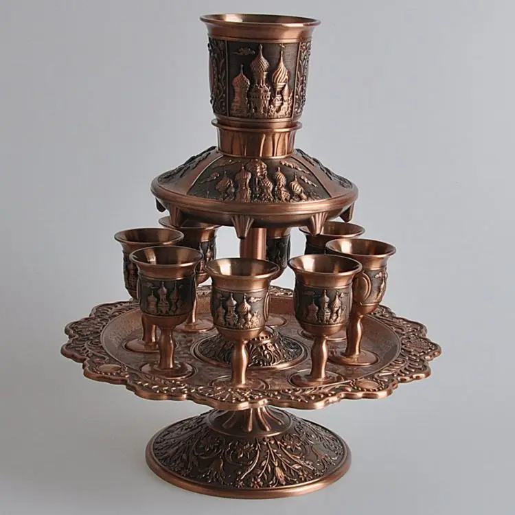 Rare 12pcs/set Antique Copper Zinc Alloy Metal Wine Decanter Set Drinks