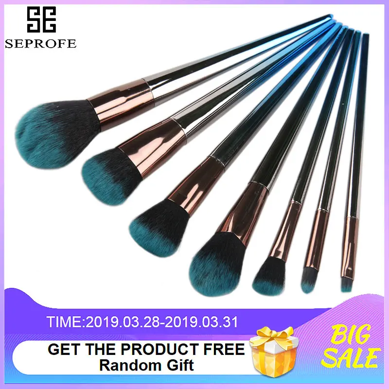 

NEW 7Pcs Gradient blue Makeup Brushes Set Powder Foundation Blending Eye Shadow Blush Cosmetics Beauty Make Up Brush Tool Kits