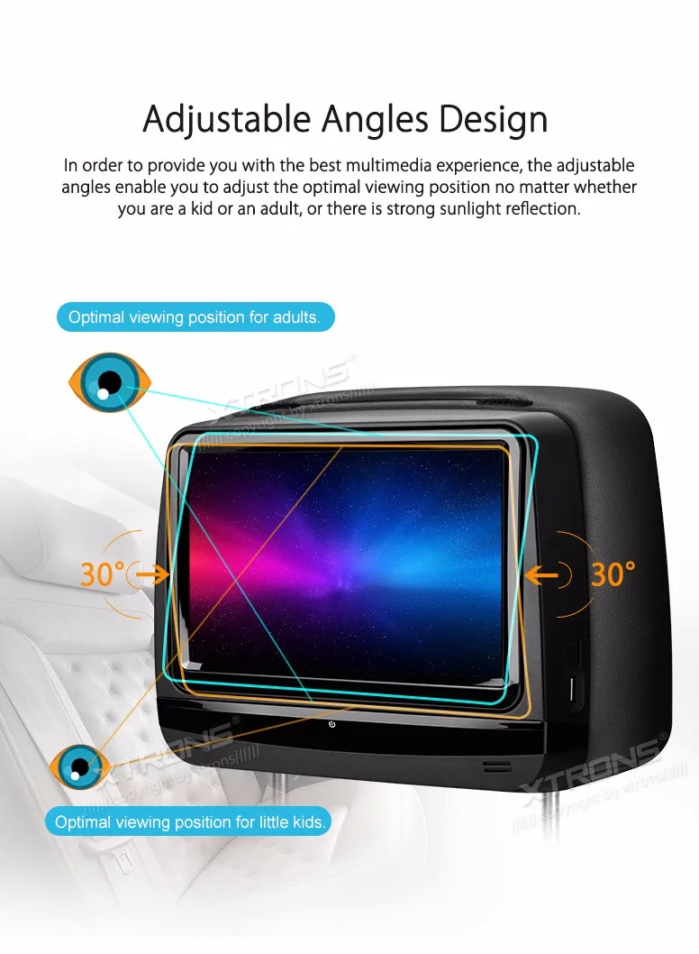 Clearance One Pair 9" Touch Screen Headrest Car DVD Car Headrest DVD Headrest Car Monitor DVD with HDMI Port & Adjustable Viewing Angles 6