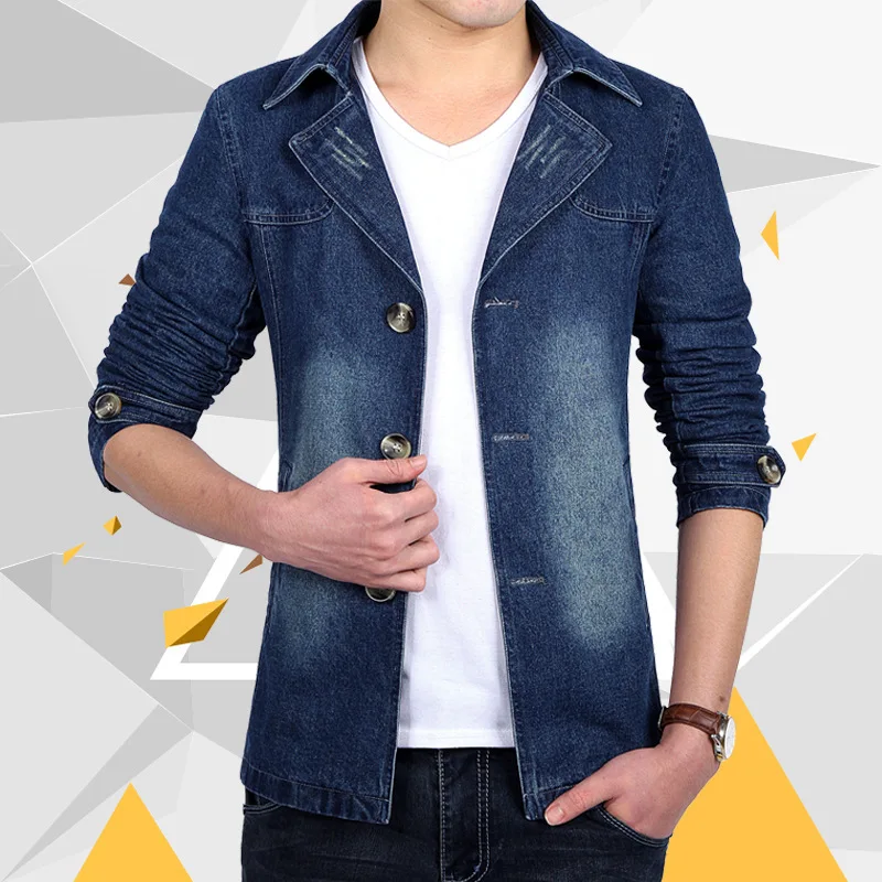 Denim Jacket Men Large Asian Size Classic 2019 Spring Autumn Clothes