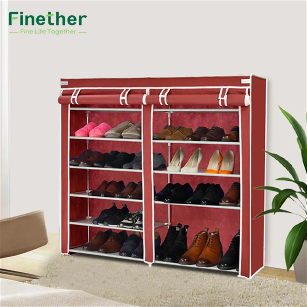 5 Layer 2 Modules Metal Frame Non Woven Fabric Cover Shoe Rack