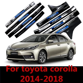 

For toyota corolla 2014-2018 Stainless Steel Side Door Sill Scuff Plate Gaurds Pedal Pad Protector Car Sticker Auto Accessories