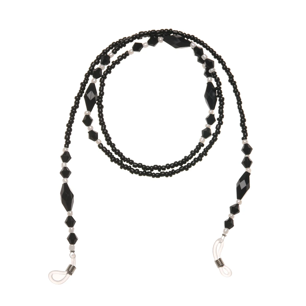 Women Fashion Eyeglass Chains Black Acrylic Beads Chains Anti-slip Eyewear Cord Holder Neck Strap Reading Glasses Rope