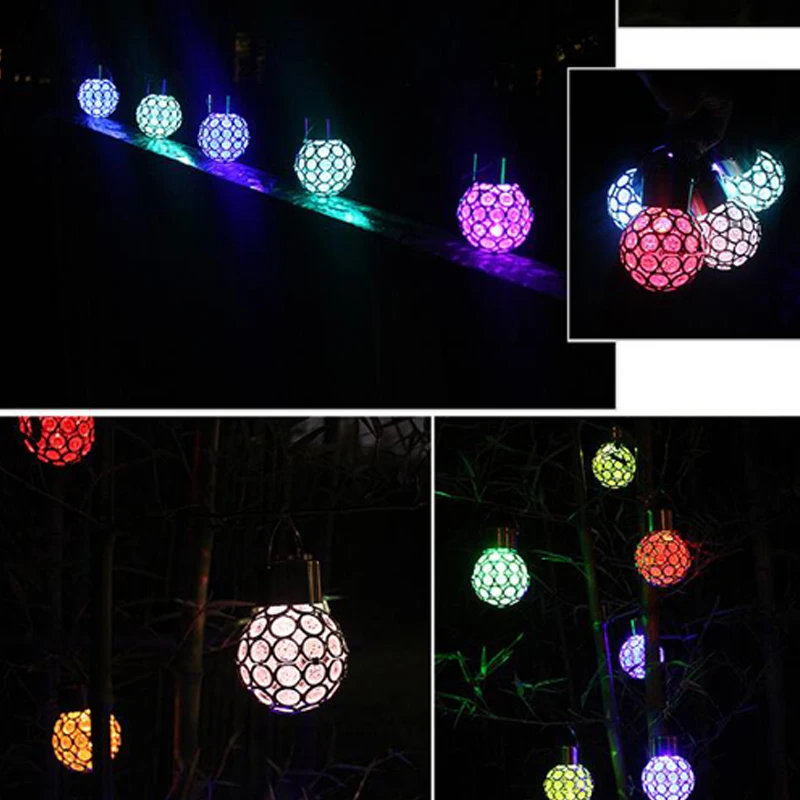 Solar Lamp Outdoor Waterproof LED Solar Light Colorful Hollow Ball Hanging Lamp LED Solar Powered Control Lamps Light Yard Lamp (3)