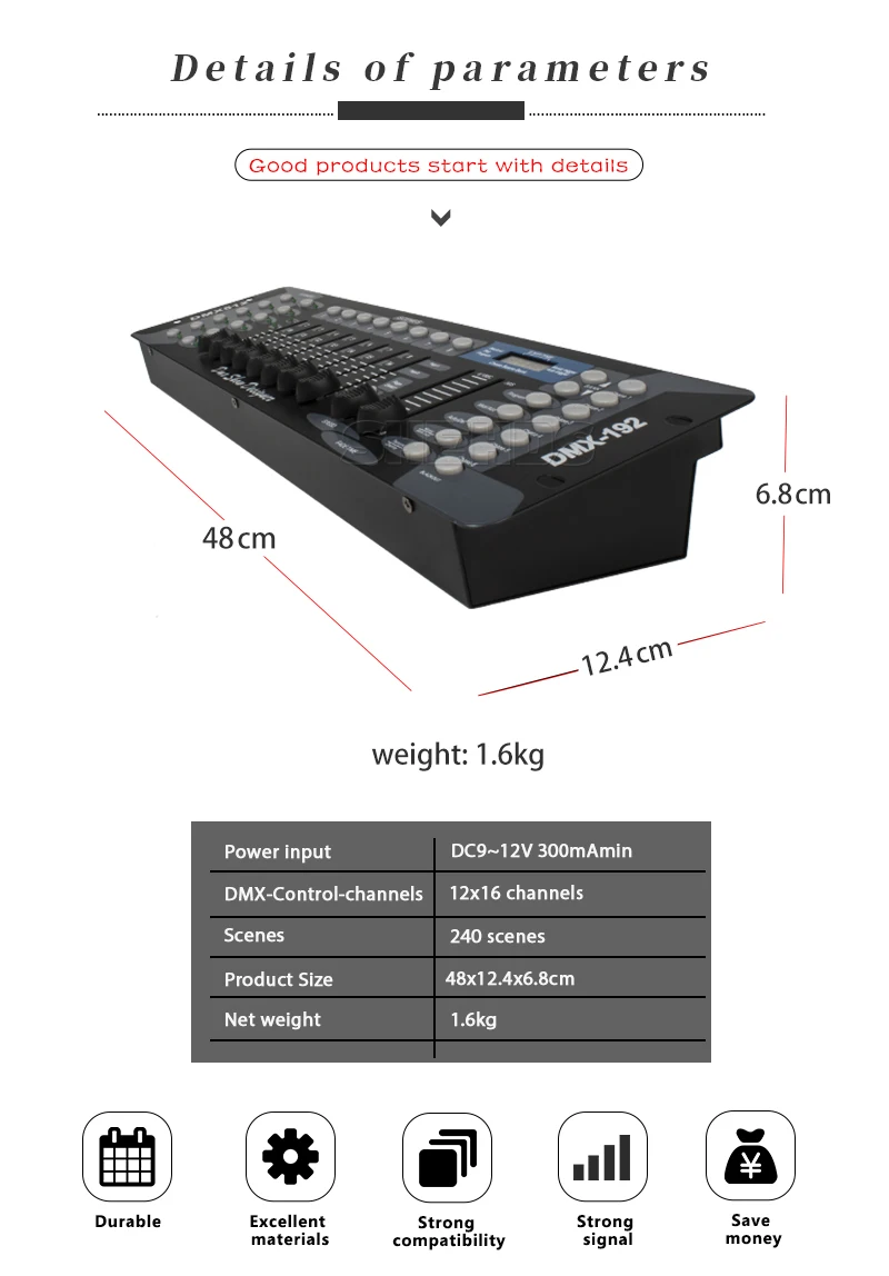 4 шт. 192 DMX контроллер, для сцены эффект освещения, контроллер для DJ оборудования, для светодиодный пар перемещения головы прожекторы