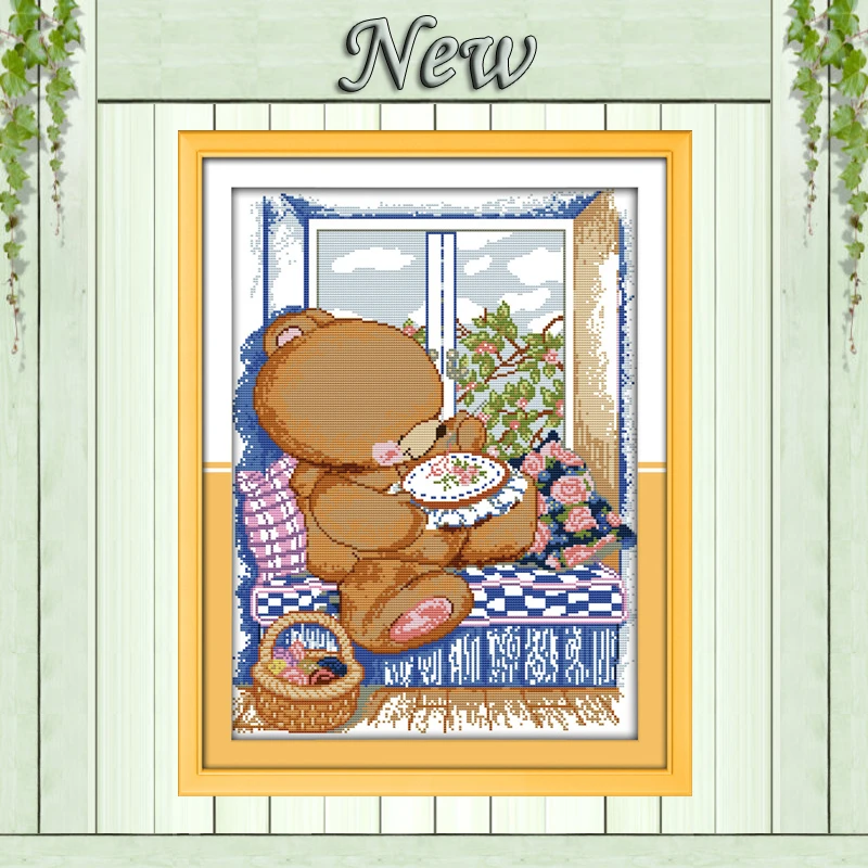 

Andrew bear embroidery,Pattern print on the canvas DMC 11CT 14CT Cross Stitch kit,needlework embroidering for Set,DIY Home Decor
