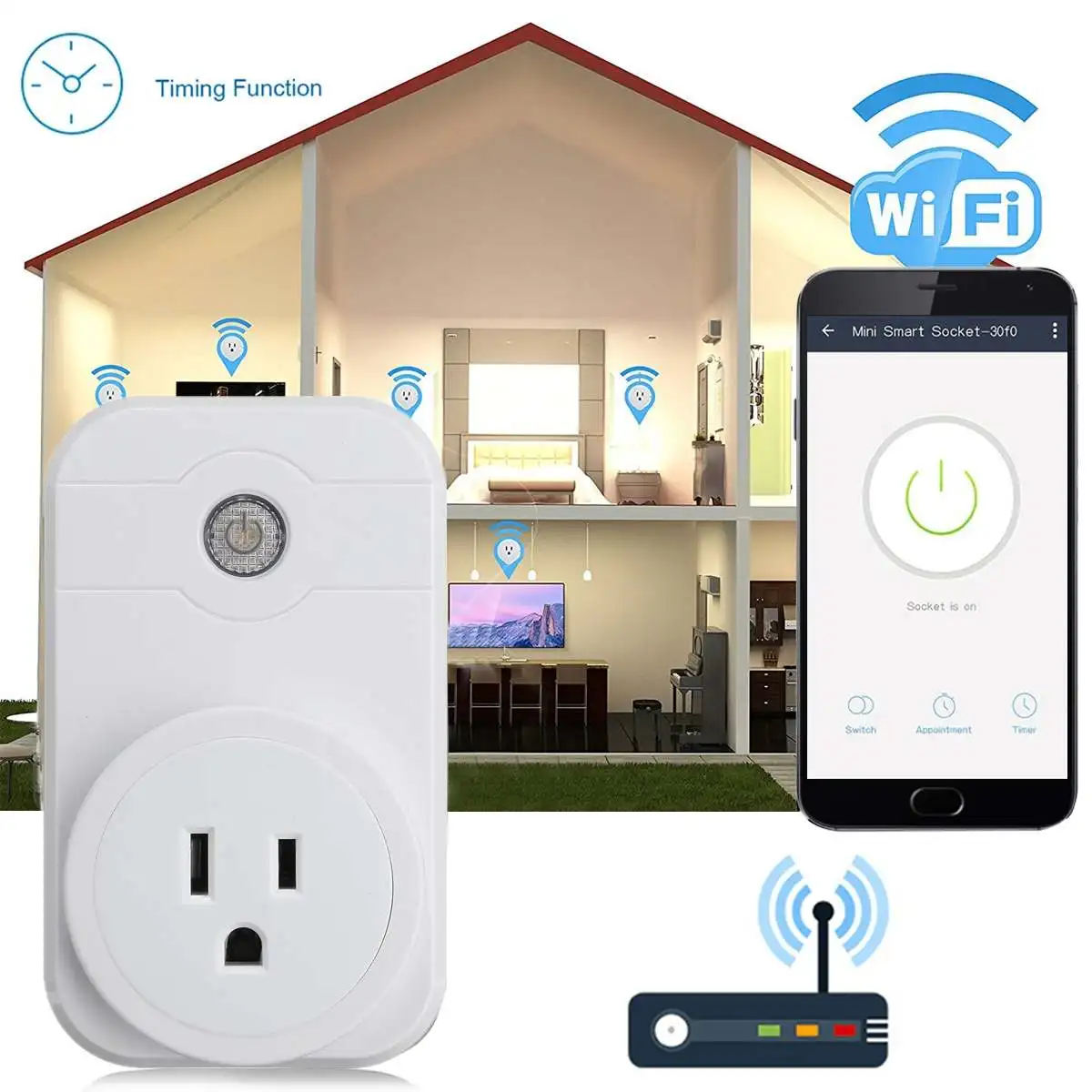 

Wireless WIFI Socket Androind/iOS Phone Remote Control Smart Timer Socket Switch US Plug Smart Remote Control Remote Control