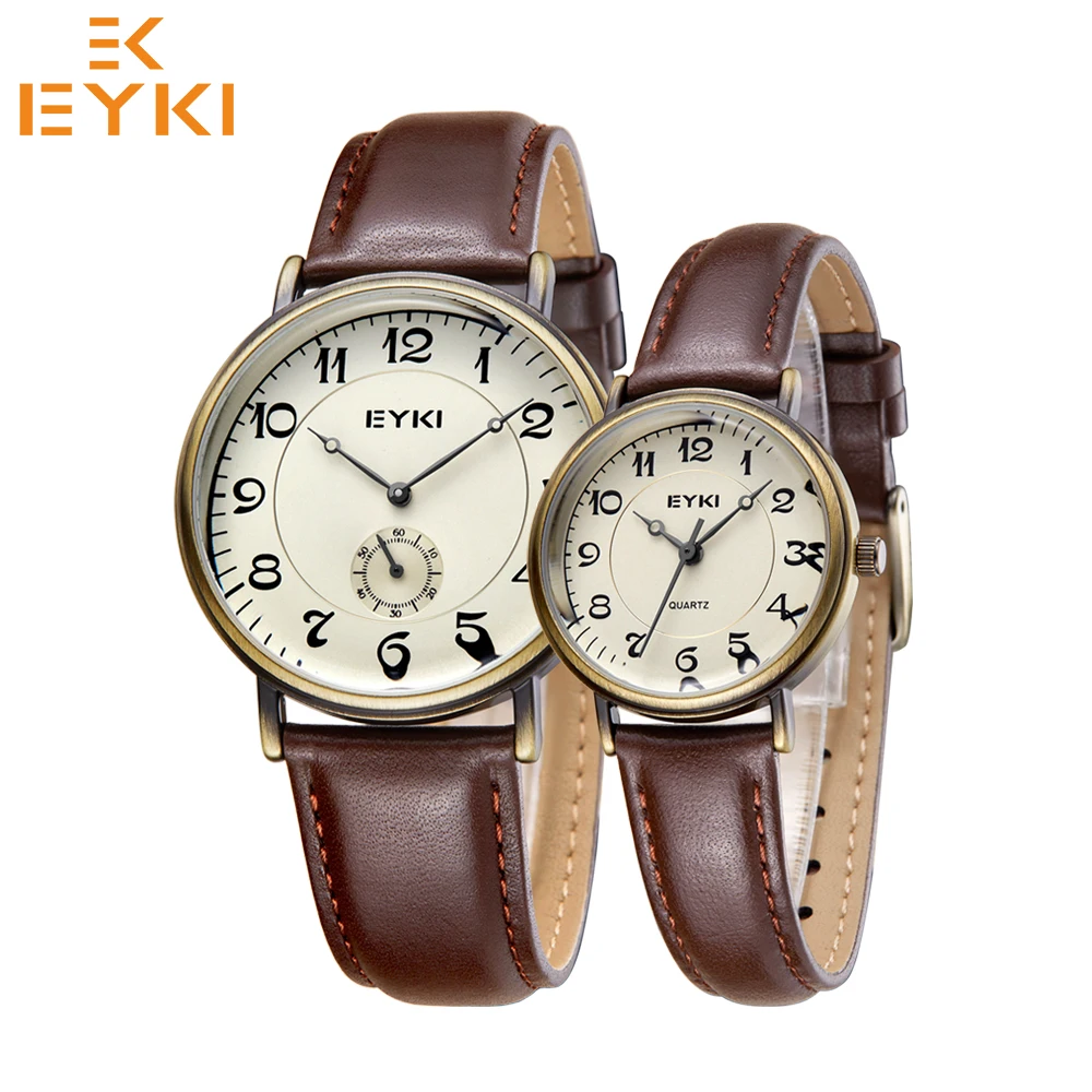 EYKI Retro Wrist watches Top Mens Women Watch Waterproof Leather Strap Quartz Movement Relogio Feminino masculino 2