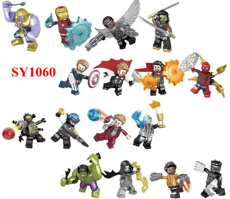 

960pcs/lot SY1060 Super Heroes INFINITY WAR thanos Hulk Corvus Glaive Thanos Iron Man black panther Building Blocks Toys