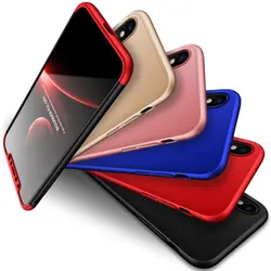360 градусов полное покрытие телефона Чехлы для iPhone 6 6s Plus X Бизнес Матовая Жесткий ПК с закаленным Стекло сзади чехлы