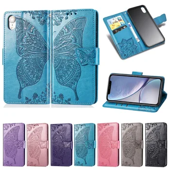 

Luxury Butterfly Phone Flip Case For iphone Samsung Galaxy A10 A30 A40 A50 A70 M10 M20 j4 j6 Note 9 S10E S10 S9 S8 Plus S7 Edge