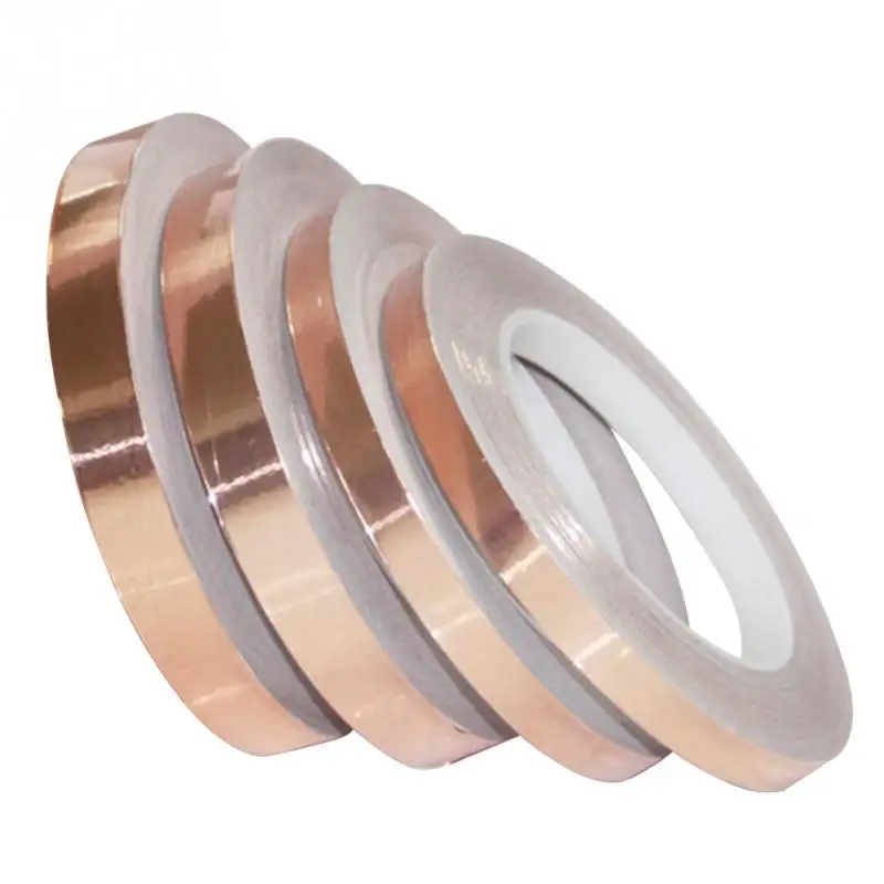

30M Single Side Conductive Copper Foil Tape Strip Adhesive EMI Shielding Heat Resist Tape