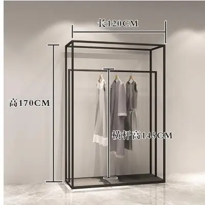 Wrought iron floor clothing store clothes display stand on the wall side hanging women's clothing store floor shelf - Цвет: 18