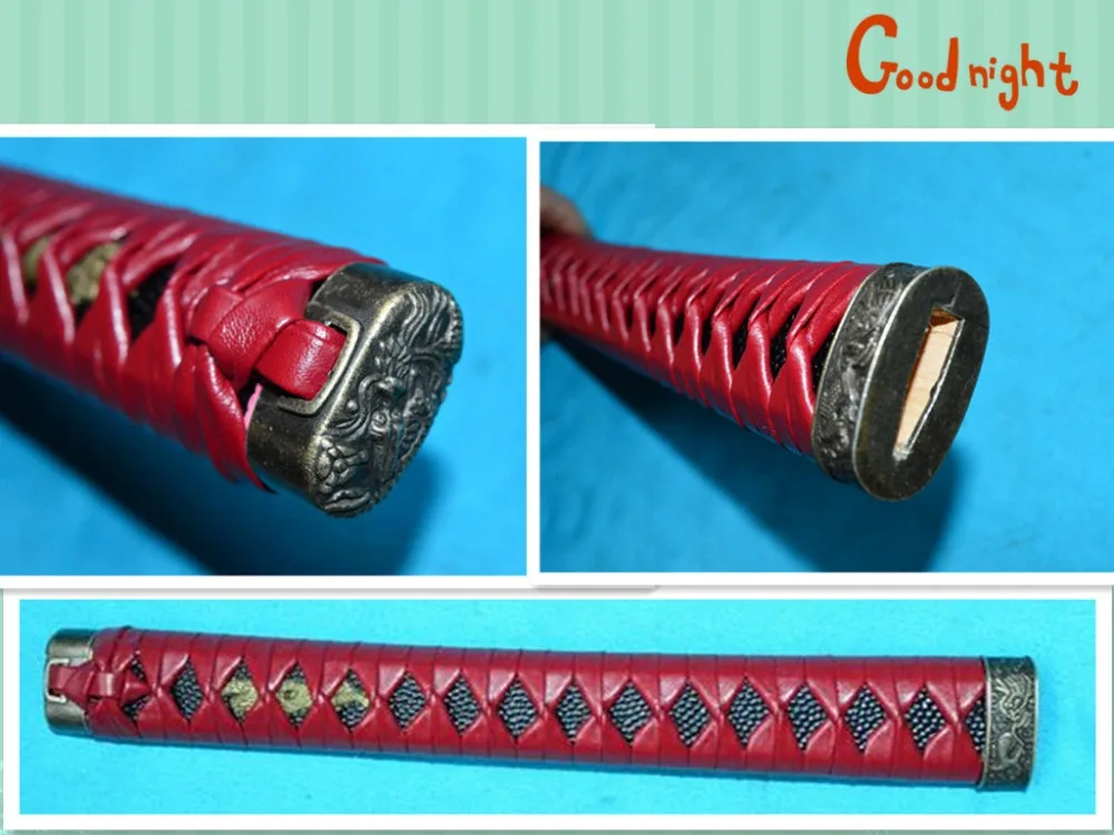 

26.7CM Rose Leather Handle For Japanese Sword Samurai Katana Long Wood Handle