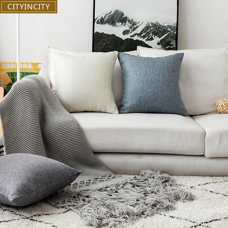 CITYINCITY Solid Cushion Cover polyester faux linen Pillow Case Pillow cover Home Decor For sofa bed car seat 45x45 50x50