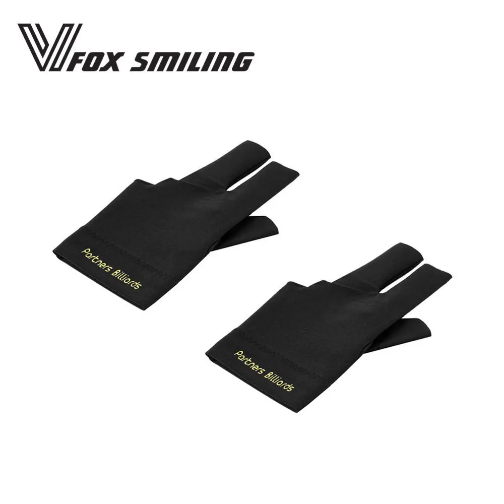 Fox Smiling 2 шт 3 пальца бильярд снукер перчатки Бильярдные кии перчатки черные левая рука - Цвет: 2PCS black