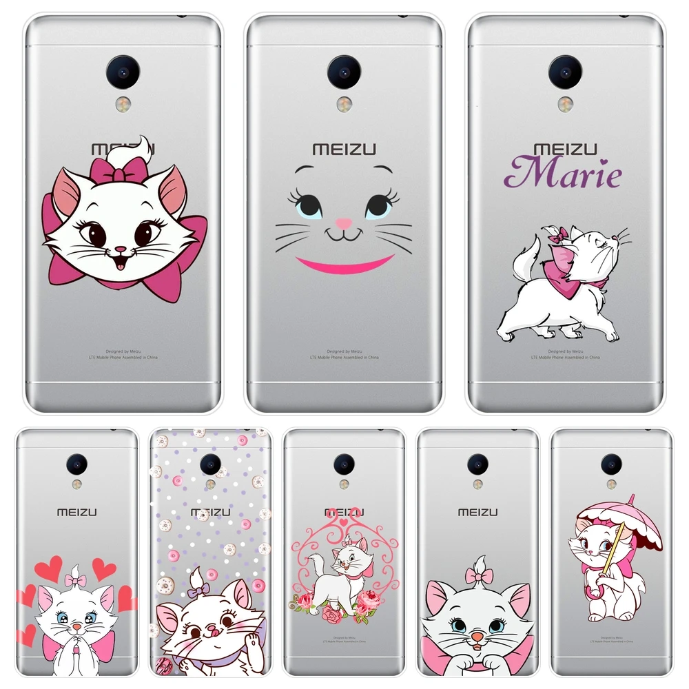 

Phone Case For Meizu M2 M3 M3S M5 M5C M5S M6 M6S M6T Marie Cat Pink White Silicone Soft Back Cover For Meizu M6 M5 M3 M2 Note