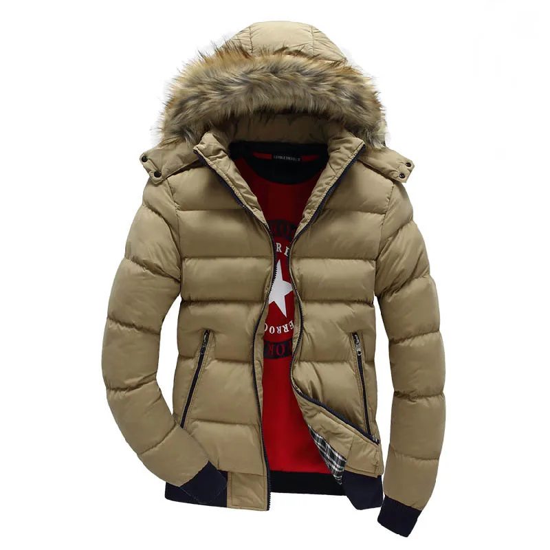 Качественная брендовая зимняя мужская куртка, новинка, парка, пальто, мужские теплые куртки, верхняя одежда с капюшоном, верхняя одежда, верхняя брендовая одежда, повседневное пальто, M-4XL - Цвет: Хаки