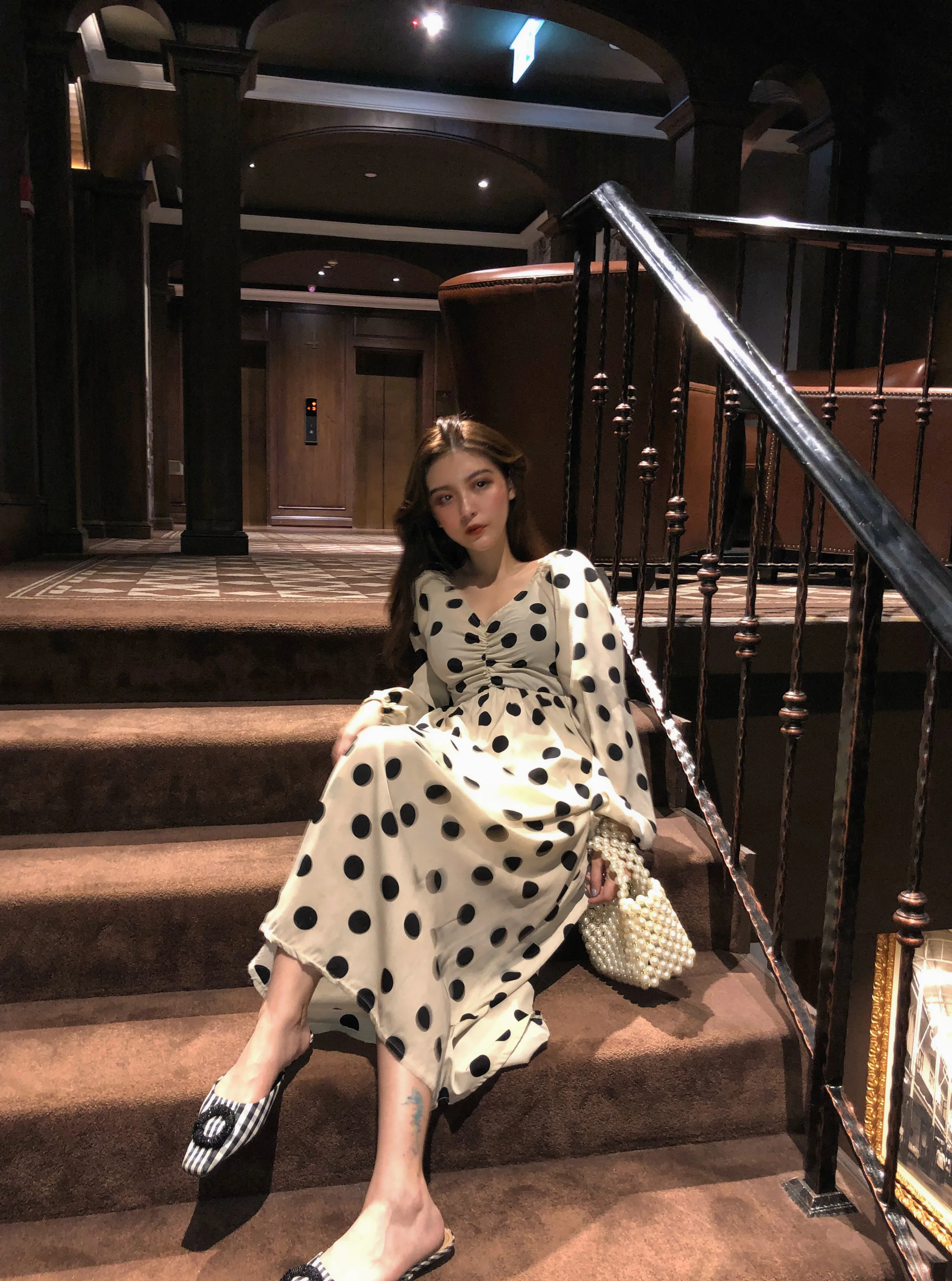 Neploe Винтаж горошек длинное платье 2019 новый корейский женские рубашки Vestidos