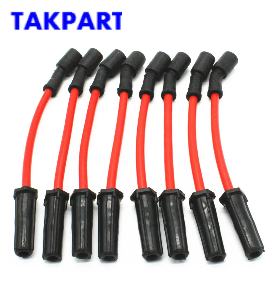 Takpart 8 Pcs 10mm Spark Plug Ignition Wires Set For Gmc Cadillac