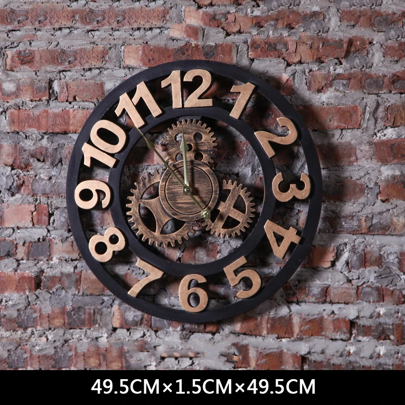 Промышленный механизм часы ветер настенные фотообои украшения настенные металлические художественные часы домашний интерьер бар часы Ретро Личность