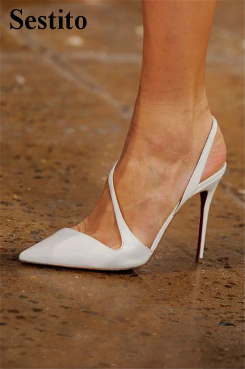 

Fashion White Pointed Heels Spring Party Pumps Super High Thin Heels Women Pumps Slip-on High Heels Back Open Casual Women Shoes