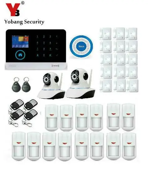 Yobang Security App Remote Control Wireless WIFI SMS Gsm Alarm System LCD Display Door Sensor HD IP Camera Home Security Alarm