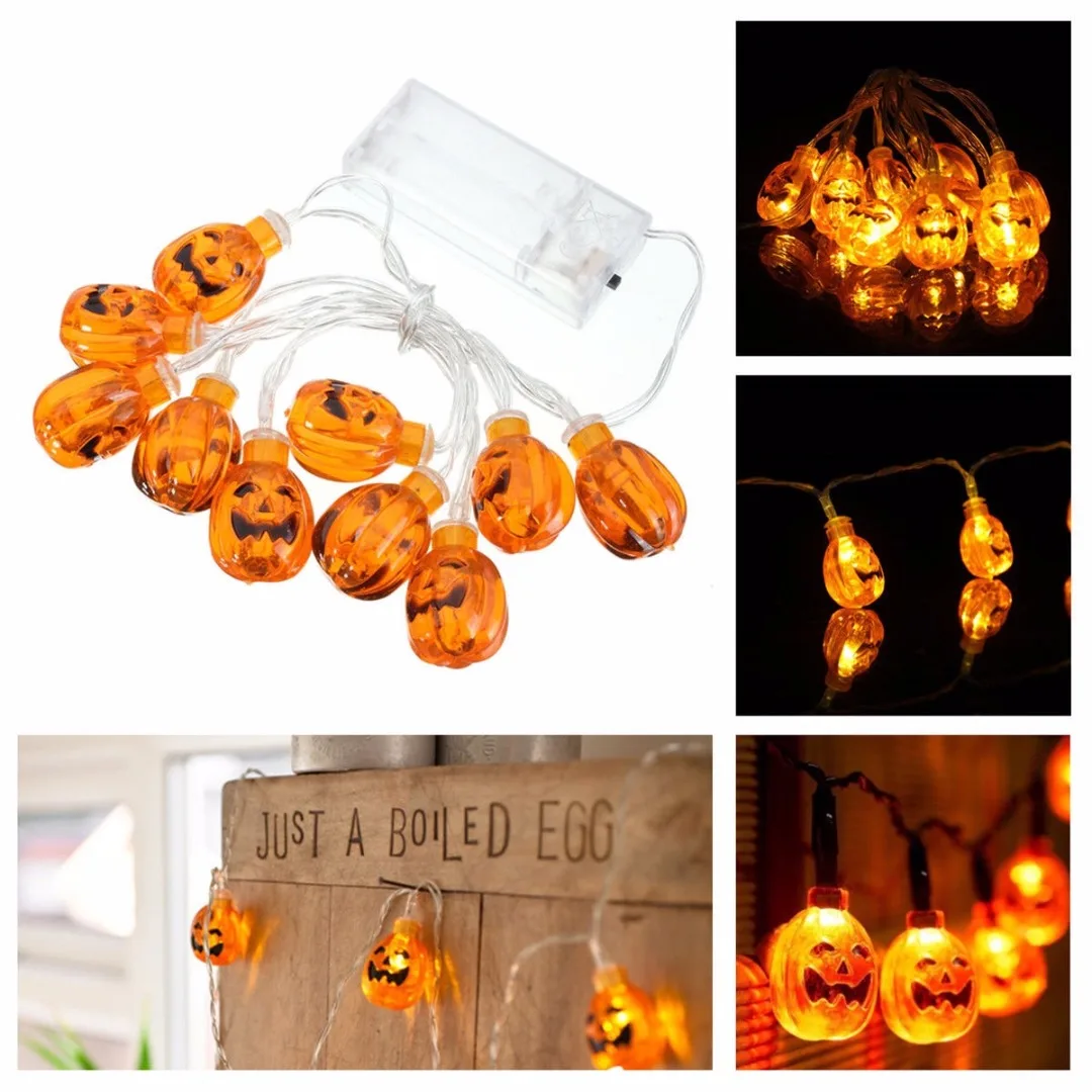 Newest  Novel 10 Pumpkin Heads Halloween Lights String Lantern Hanging Home Garden Decoration