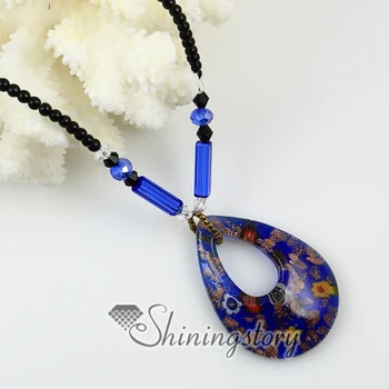 شراءبريق الدمعة Lampwork ميلفيوري مورانو قلادات المعلقات زجاج البندقية اليدوية الأزياء والمجوهرات الرخيصة الأزياء والمجوهرات