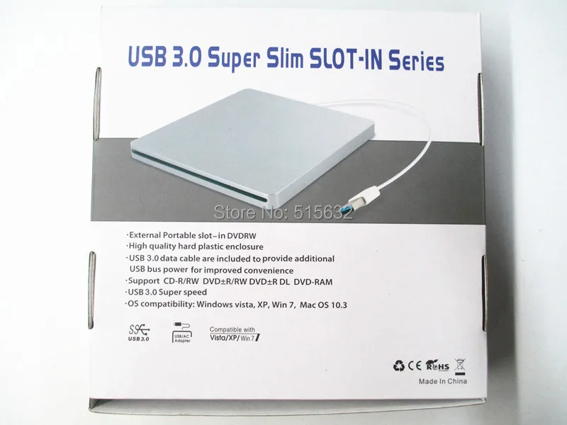 new USB 3.0 Super speed slim SLOT-IN series USB Enclosure Case for Superdrive for Apple Macbook Pro unibody 13" HDD SSD