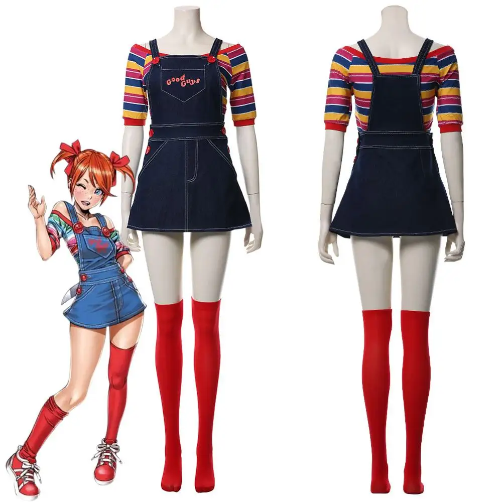 

Child's Play Chucky Cosplay Costume Chucky Dress Full Set Adult Women Girls Halloween Carnival Costumes Custom Made