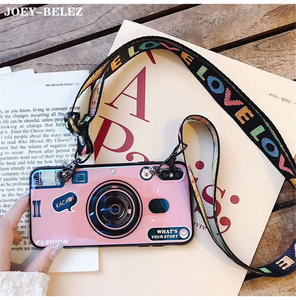 

Retro Camera Case For Samsung Galaxy A50 A30 A70 A750 M10 M20 Soft Cover with Lanyard For Galaxy S8 S9 S10 Plus S7 A8s A9s Case