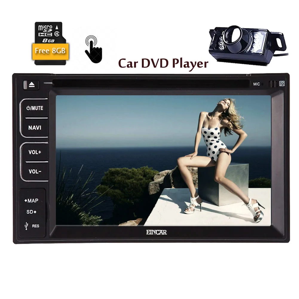 Top Double 2 Din CD DVD Player 6.2" Capacitive Multi Touchscreen Car Radio Bluetooth Stereo GPS with 8GB GPS Map Card USB SD Music 0