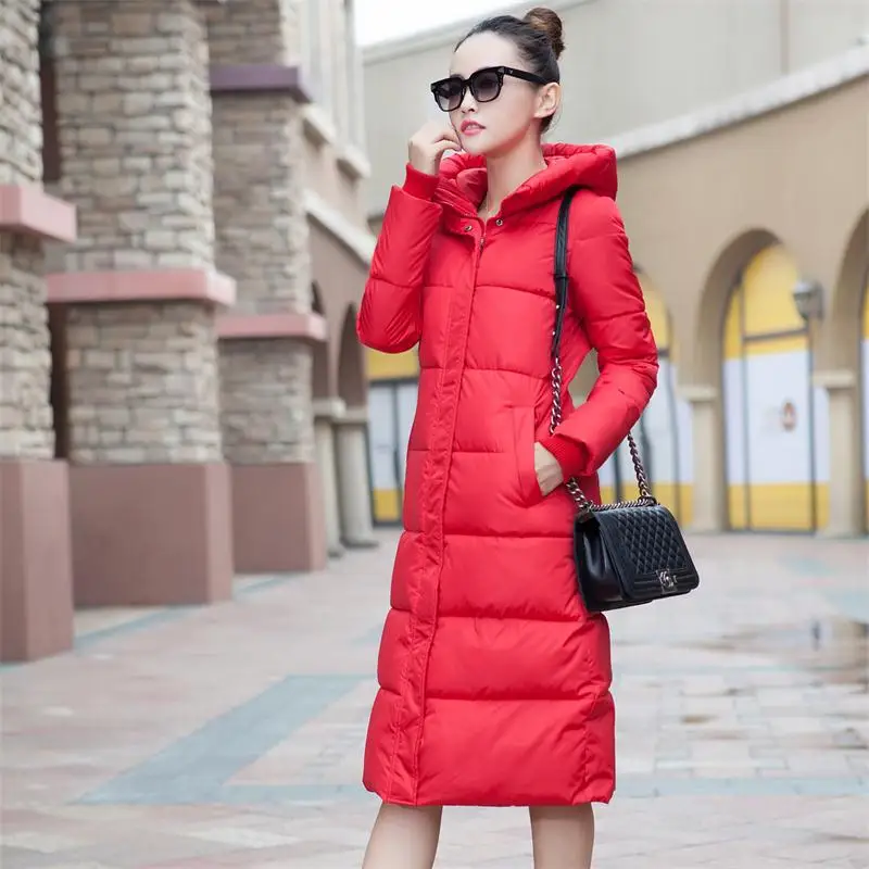 

New fashion thickening large sizes warm slim hooded long women down jacket coat fur cotton padded winter jacket parka snow wear