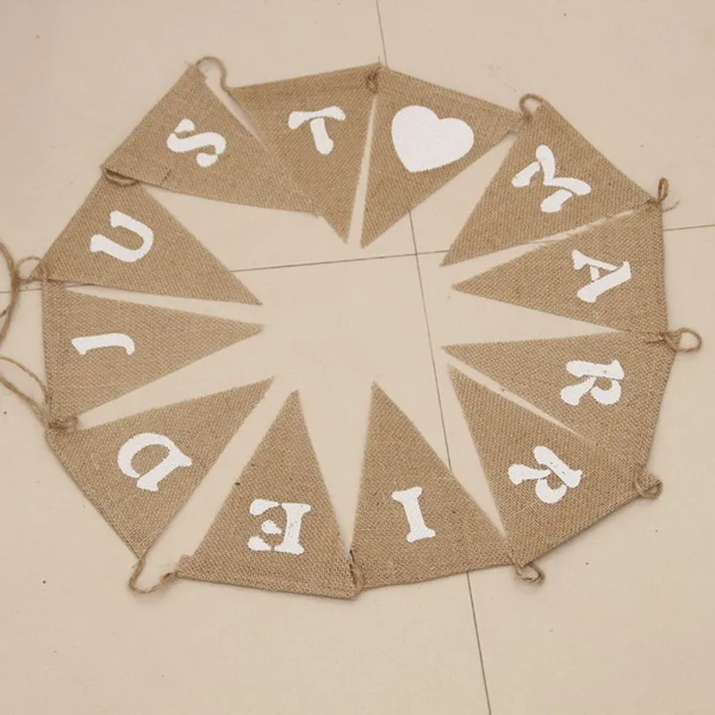 

12PC MR/MRS& JUST MARRIED vintage rustic hessian burlap wedding bunting banner/Wedding garland/Wedding party decor