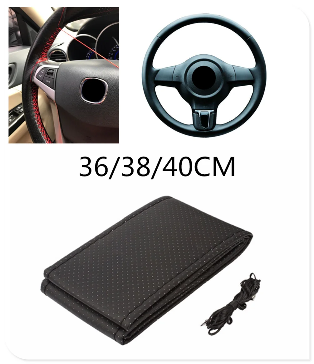Braided car steering wheel cover pin and thread imitation leather for BMW EfficientDynamics E46 E39 E38 E90 E60