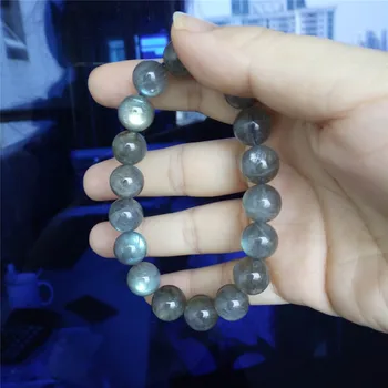 

2017 New Arrival Fashion Stretch Power Bracelets For Women Men 11mm Big Round Crystal Bead Natural Labradorite Bracelet