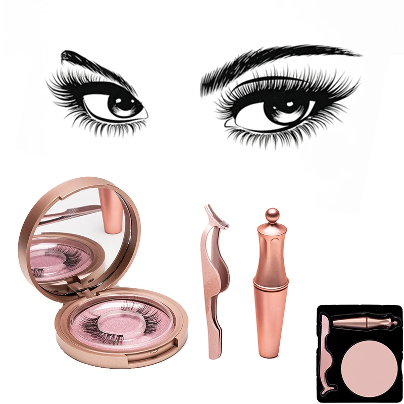 

2019 New Waterproof Hot Magnetic Liquid Eyeliner & Magnetic False Eyelashes & Tweezer Set Long Lasting Eyeliner False Eyelashes